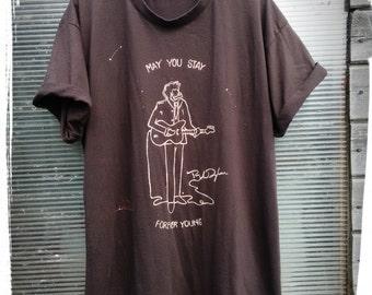 BOB DYLAN Hand Painted Pop Art Retro Rock Folk Vintage Style Custom Music T-shirt