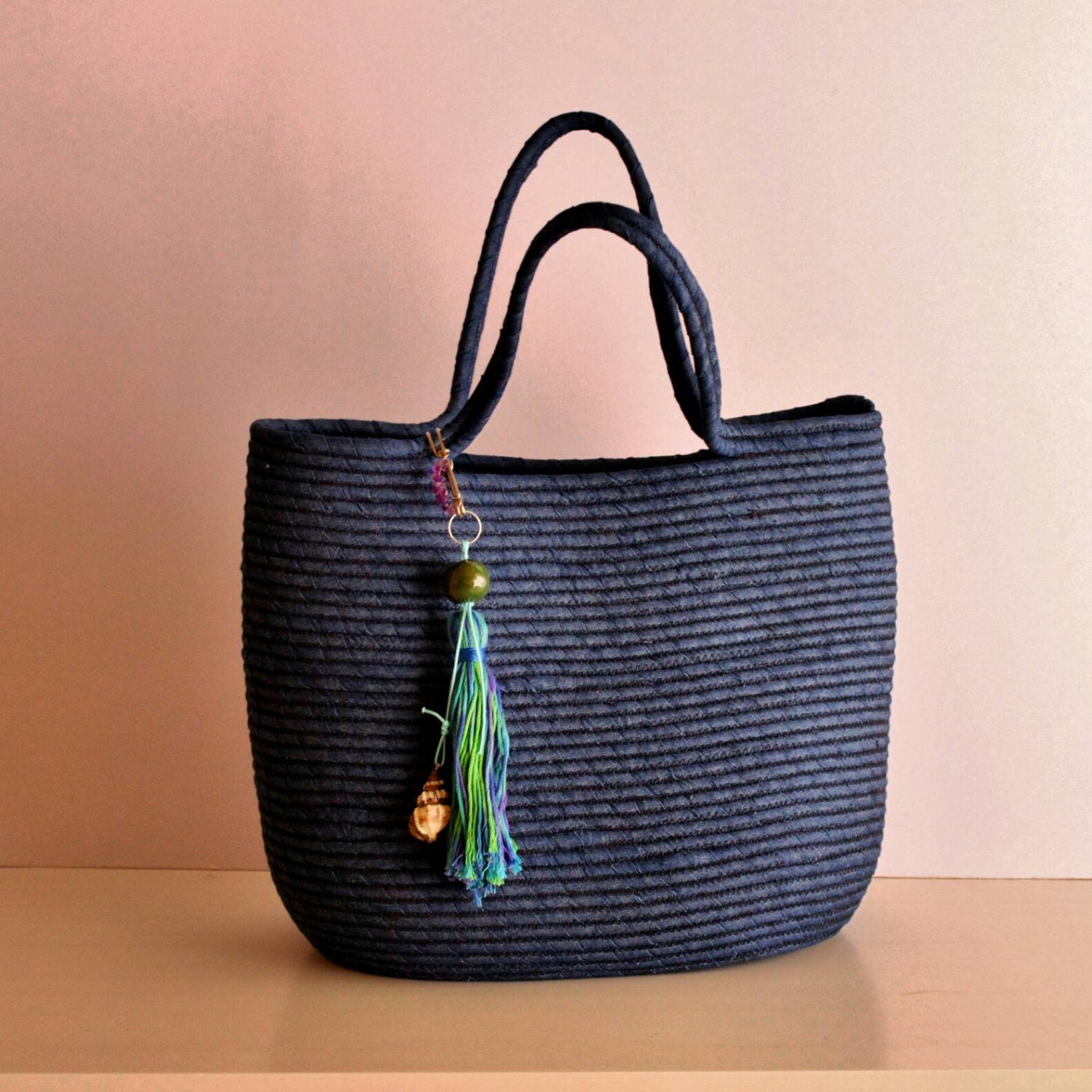 Blue Jeans Basket Bag Monochrome Basketbag Summer BohoChic