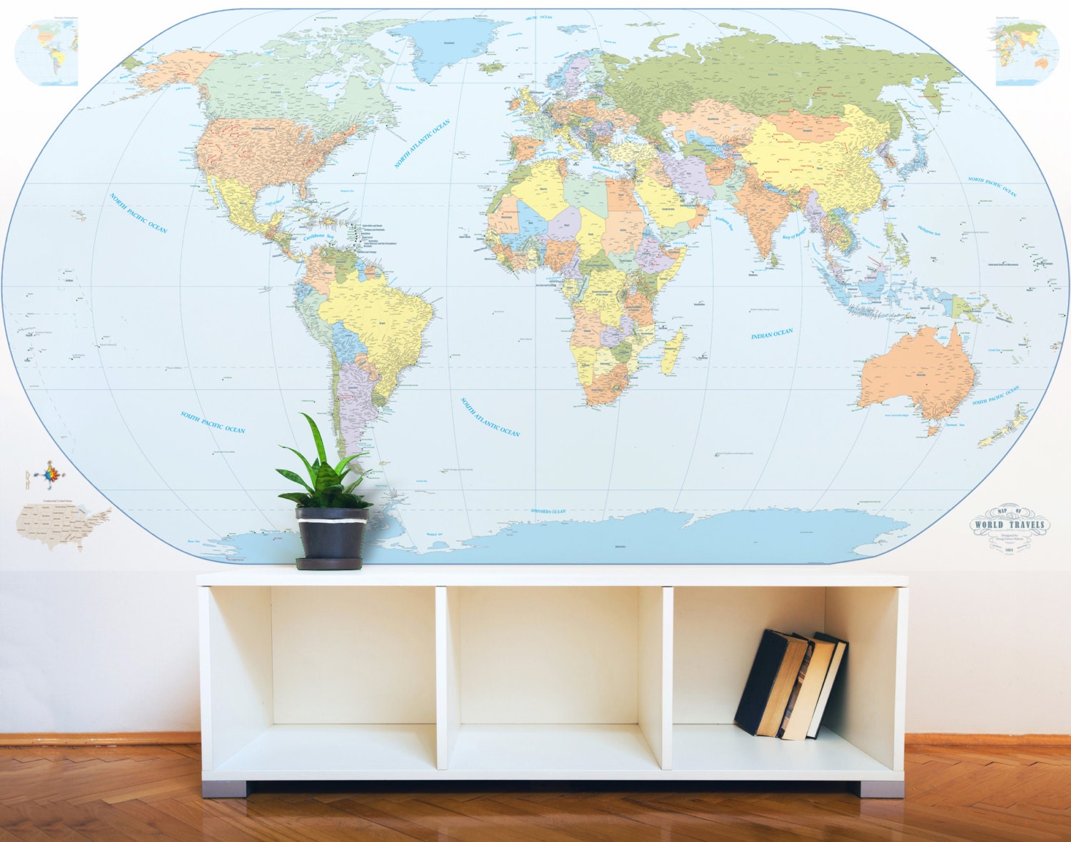 Giant World Map Mural Stylish And Educational World Map Wall