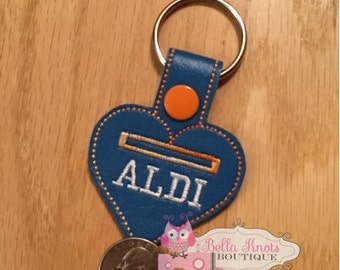 Aldi keychain, aldi quarter keeper, aldi key chain, Aldi heart, aldi keyfob, I love Aldi,aldi love, Aldi, key fob, key chain, quarter holder