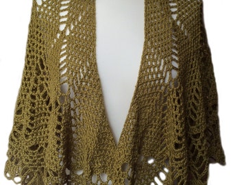 Silky Bamboo Crochet Wrap in Rich Olive Green