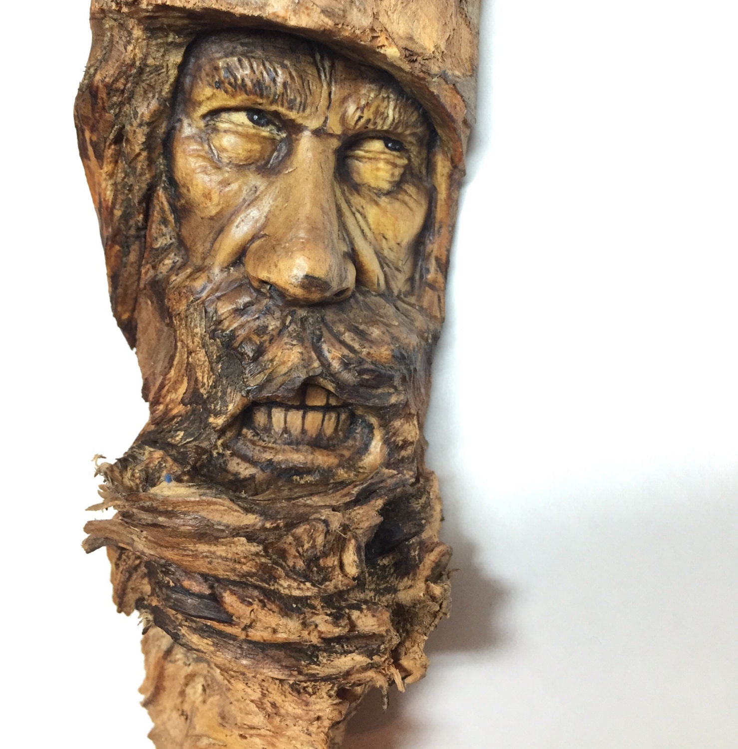 SALE, Wood Carving, Wood Spirit, Beard, Perfect Wood Gift, Birthday ...