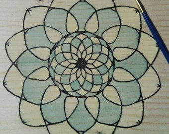 Colored Mandala Wood Burning - Pyrography