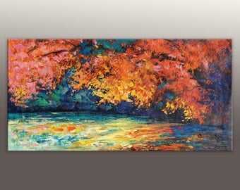 Landscape Oil Painting, Contemporary Wall Art, Living Room Decor, Large Landscape Painting, Modern Painting, Abstract Painting, Canvas Art
