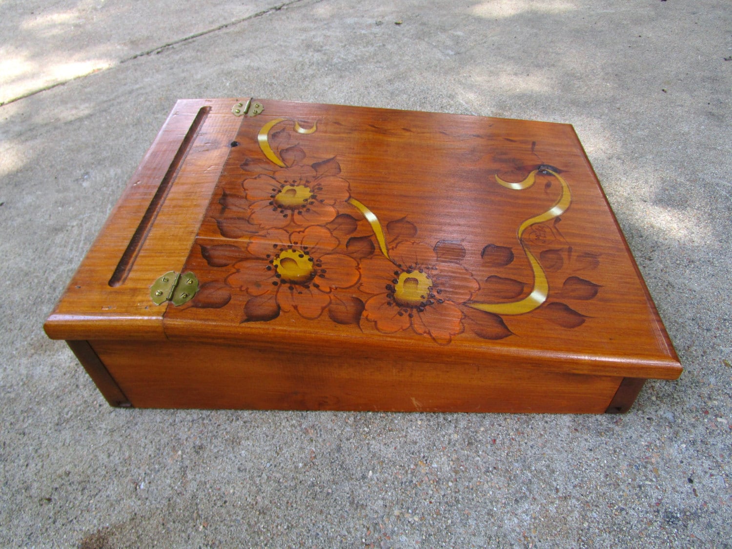 Vintage Wood Lap Desk w/ Handpainted Floral by TREASUREandSUCH