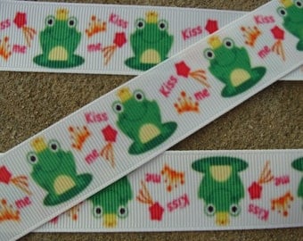 Frog Ribbon Princess and a frog Printed Ribbon 7/8" Grog princess Printed Ribbon hair bow ribbon hair bow supplies