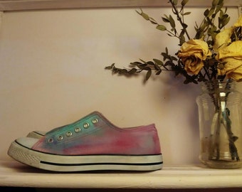Aurora Borealis-Totally Hand Painted Shoes.Size 39: Tumblr,Hippie,Bohoo...
