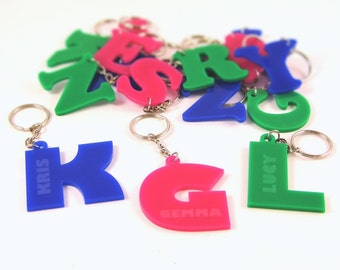 Bespoke Personalised Name & Initial Keyring - Laser-Cut Acrylic Keyrings, Initial Keyrings, Bespoke Keyrings, Name Keyrings
