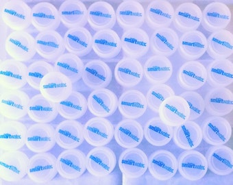 Lot of 50 translucent Glacier Smartwater plastic bottle caps for crafts