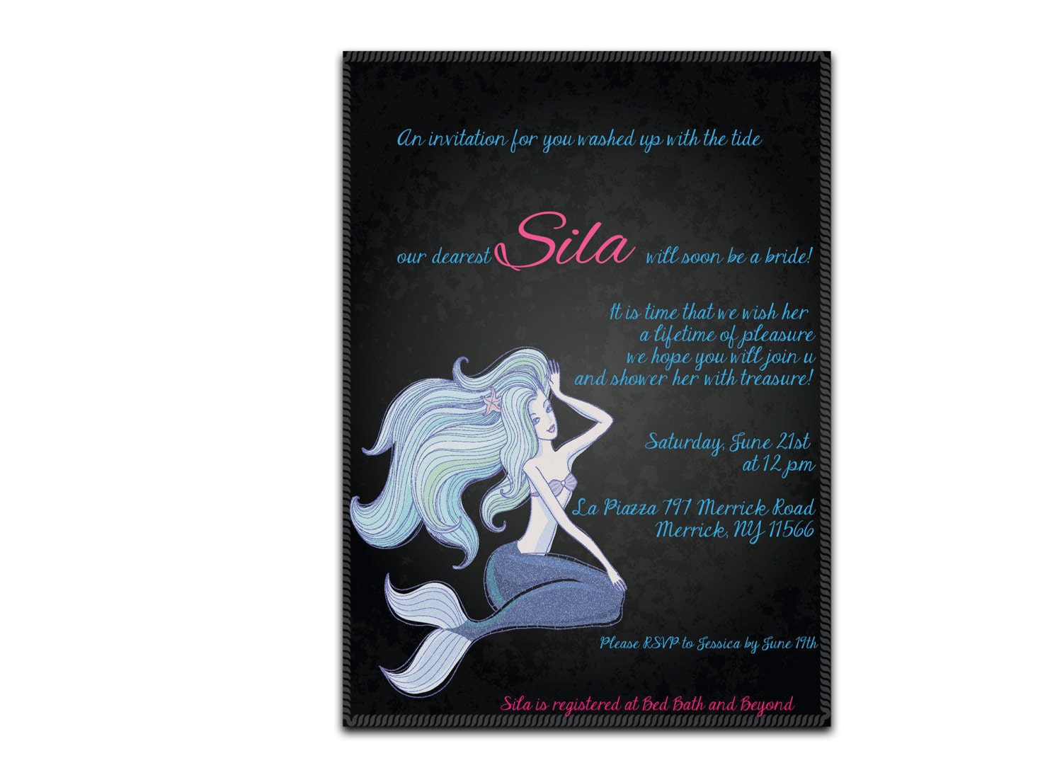 Mermaid Bridal Shower Invitation Beach Bridal Shower Invites