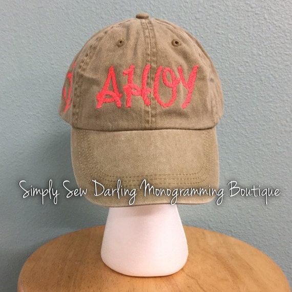 Embroidered Nautical Rope AHOY Anchor hat cap by SimplySewDarling