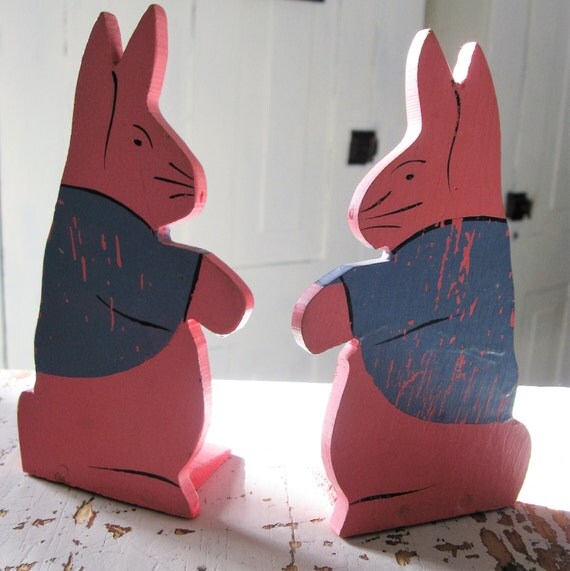 Vintage Rabbit Bookends Pair Childrens Book Bookend by PoemHouse
