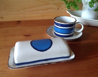 Vintage Midwinter Moon Butter Dish- Eve Midwinter Design- Midwinter Stonehenge - 1970s Stoneware- Rare
