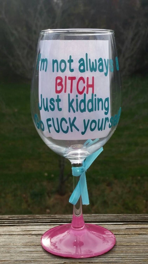 Funny Wine Glass Cute Saying Wine Glass by RobynsTreasuresNJ