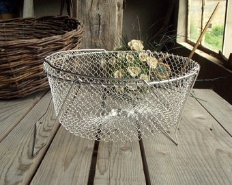 Collapsible Basket - Vintage Wire Basket - French Metallic Bowl - Egg Wire Basket - Made in France - French Countryside - Home Cottage Decor