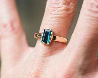 Indicolite Tourmaline 14k Gold Ring - Blue Tourmaline Ring - Indicolite Tourmaline - Size 7 - Blue Indicolite Tourmaline - Indicolite 7