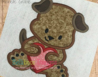 Puppy Applique Design - Dog Applique Design - Heart Applique Design - Valentine's Day Applique Design - Animal Applique Design