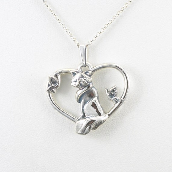 Sterling Silver Persian Cat Necklace by Donna Pizarro from her