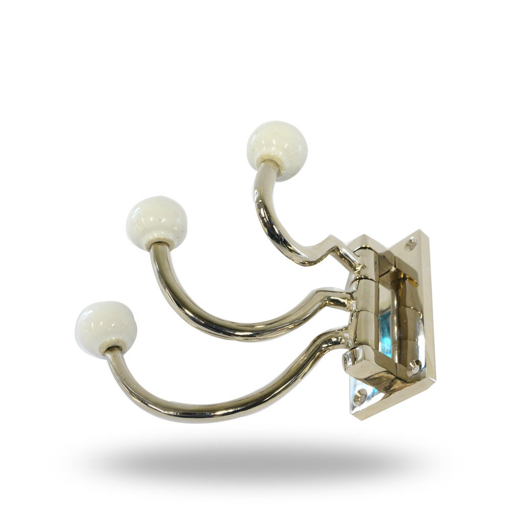 Chrome Swivel Wall Hook with 3 Hangers for Jackets Towels