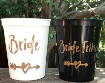 Bachelorette | Bachelorette Party Favor | Bride Cup | Bride Tribe Cups, Reusable Cups, Bachelorette Cups, 16 OZ Stadium Cup, Bride Tribe