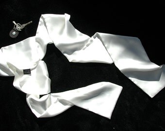 Motorcycle Scarf - Mens White Silk Evening Scarf - Aviator Scarf - Tuxedo Scarf - Opera - MADE TO ORDER -Double Layer Silk scarf - 2PLY