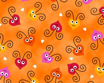 Love Bugs Orange Heads Fabric From Quilting Treasures By the Yard