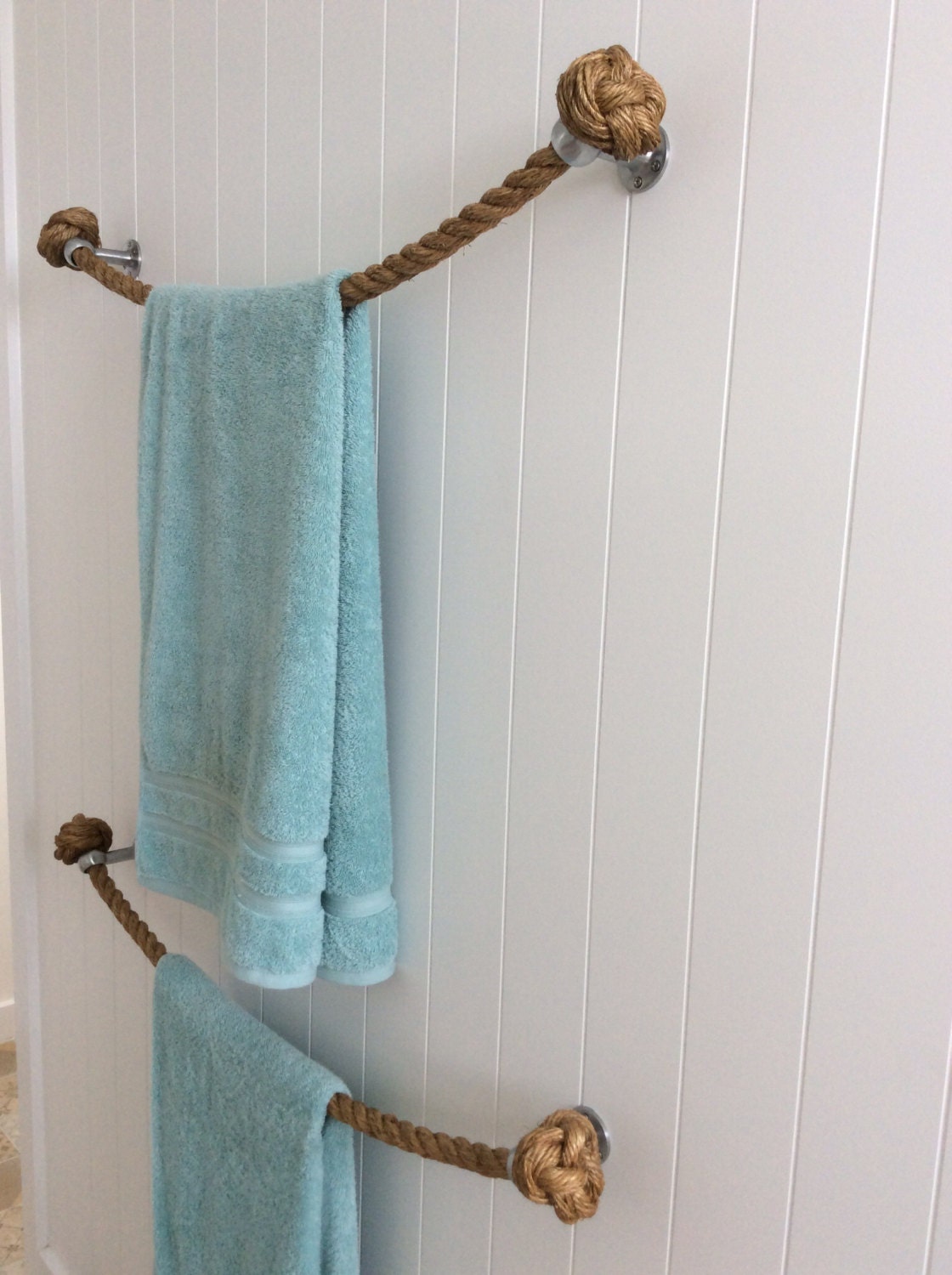 TOWEL HOLDER RACK Rail handmade nautical natural Manila rope