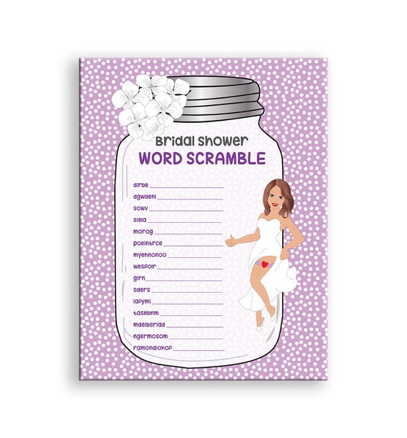 bridal shower game word scramble printable