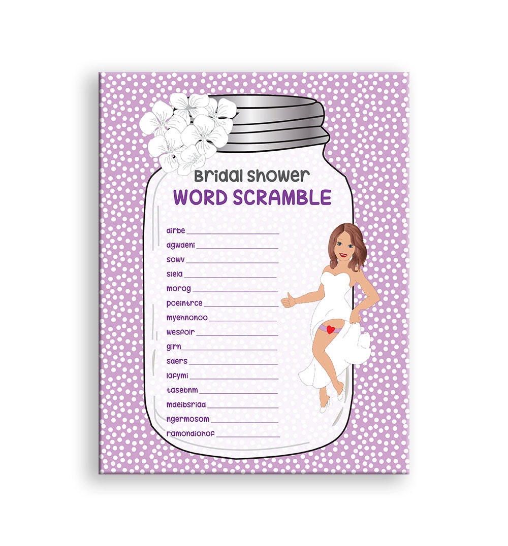 Bridal Shower Game Word Scramble Printable