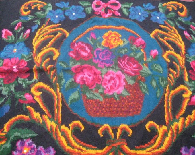 Bessarabian Kilim. Vintage Kilim, Handmade 45 years old, handmade.rose carpet, Ukrainian, Bessarabian carpet, KEL.