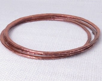 Simple Copper Bangles. Copper Bracelets. Thin Bangle Bracelets S M L Skinny Bangles. Stacking Bangles