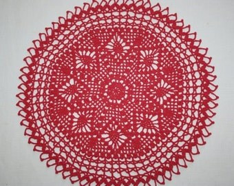 Coral Pineapple Crochet Doily, Round Doily, Pineapple Doily, Crochet Table Topper, 13 inches