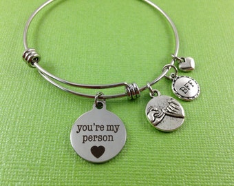 You're My Person Charm Bracelet, Pinky Swear Bracelet, Best Friend Charm Bracelet, BFF Bracelet, Best Friend Gift, Best Friend Bangle