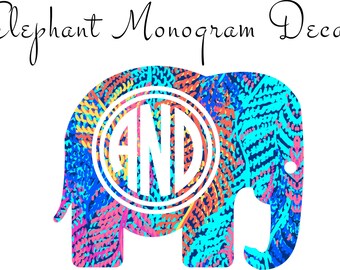 Elephant Monogram Decal