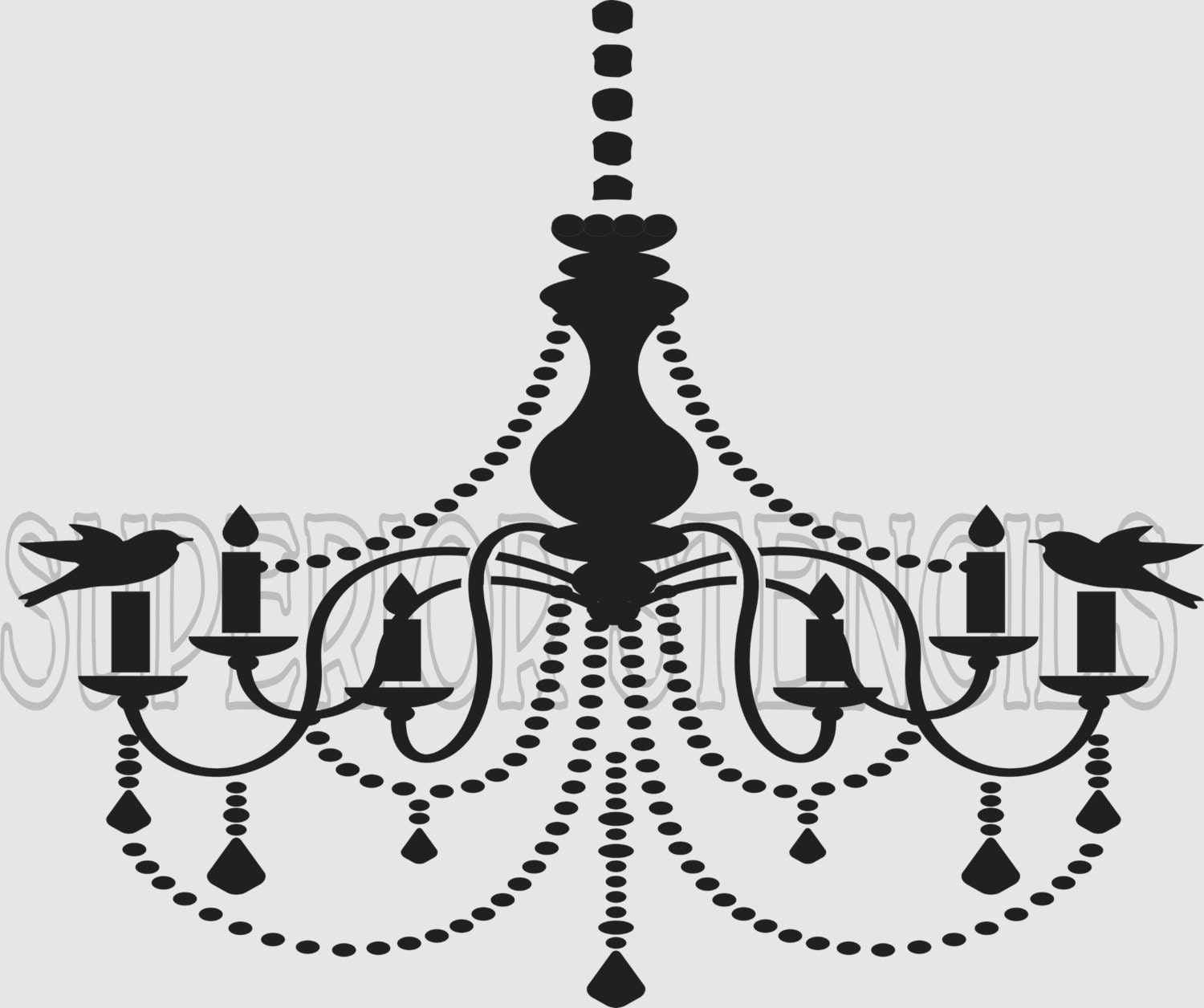 French Chandelier with Birds STENCIL 6 sizes available