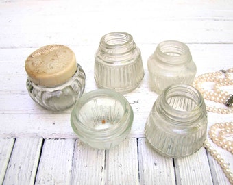 Vintage Glass Jars Set of 5 Antique Apothecary jar Vintage Bottles Retro Pots Collectible Jar Little glass containers decor Flower vase