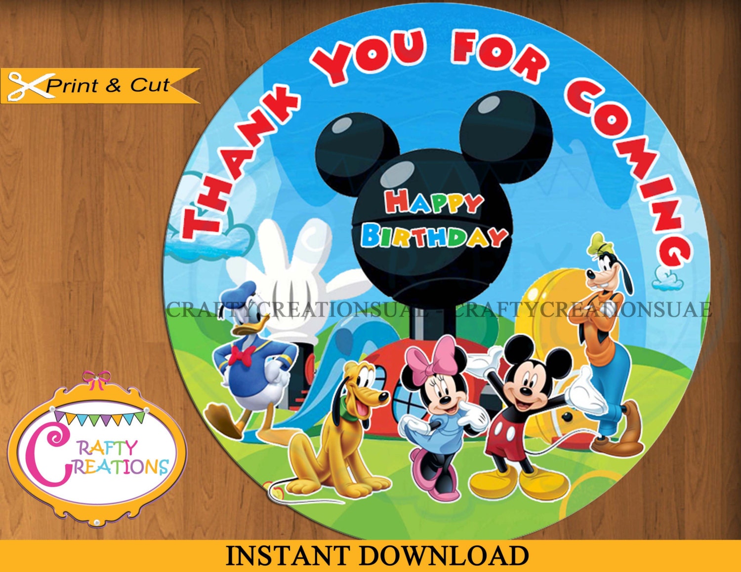 Mickey Mouse Favor Tag Label Mickey Clubhouse Birthday Party