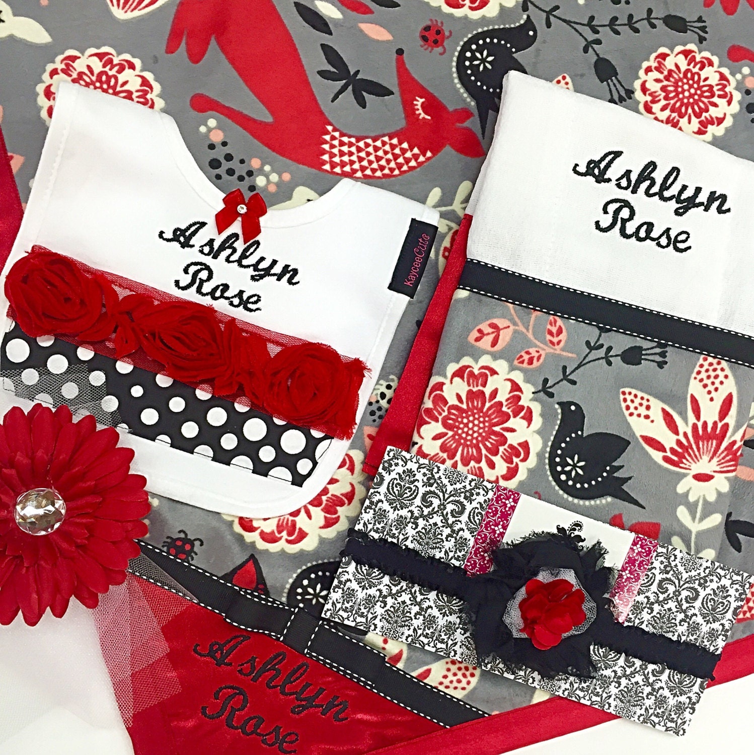 Personalized Baby Blanket Red Baby Blanket Newborn Blanket