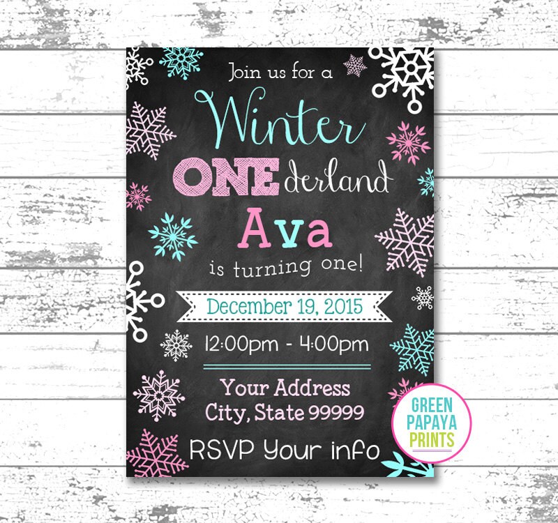Winter Onederland Invite Invitation Digital File