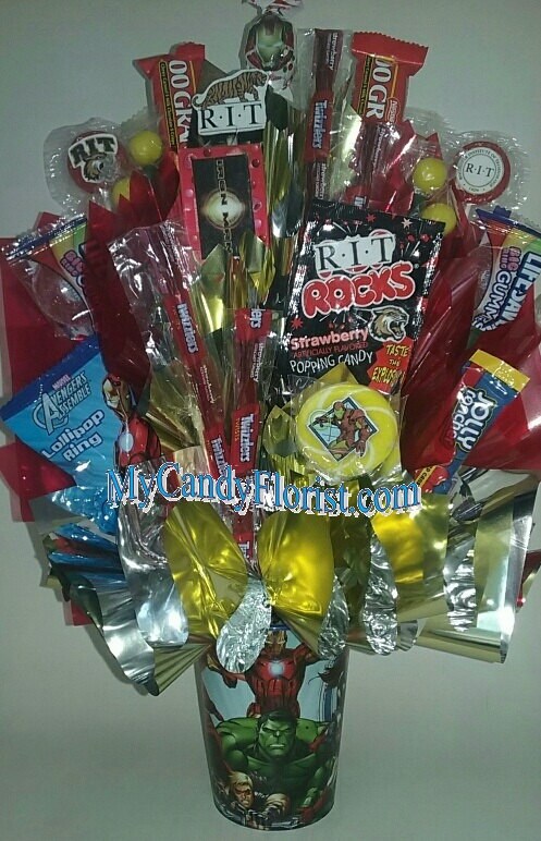 Super Hero Centerpiece Candy Bouquet W  Edible Party Favors