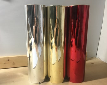 12" x 5 foot Mirror Chrome Sheet Vinyl - Three colors available - Silver - Gold - Cherry / Permanent outdoor Mirror vinyl