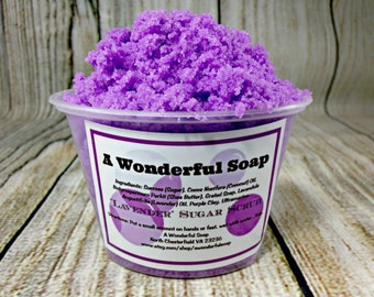 Lavender Sugar Scrub / Exfoliating Sugar Scrub / Natural Sugar Scrub / Foaming Sugar Scrub / Foot Scrub / Hand Scrub