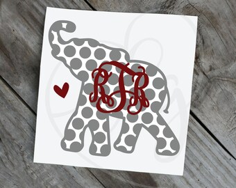 Polka Dot Elephant Monogram Decal