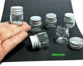 6pcs Mini Clear Glass Bottles Vials with Aluminum Cap. #A26.