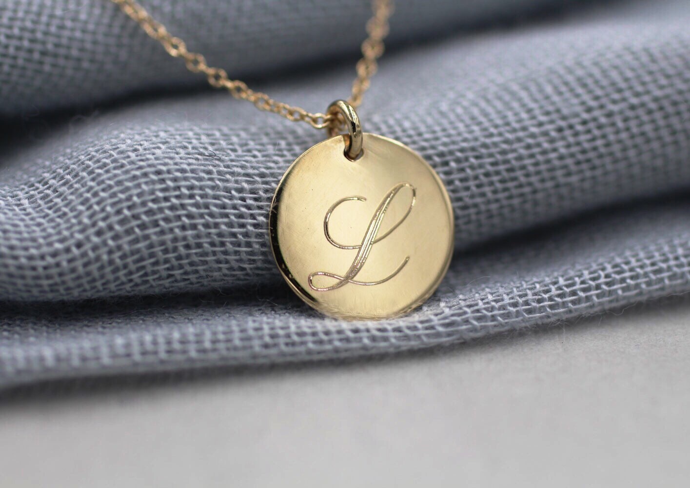 Solid 14k gold personalized necklace initial necklace by NOSTALGII