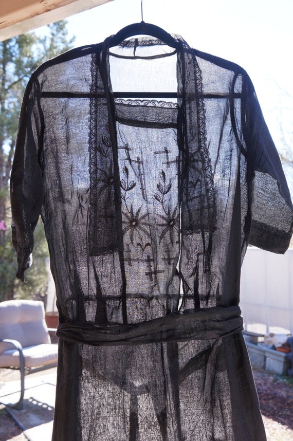 Summer Sale! PERFECT Condition, c1900-1909 Edwardian Fine Sheer Cotton Dress, Pennsylvania Estate Find Perfect Black Sheer Linen Lace Dress by HippieGypsyBoutique steampunk buy now online
