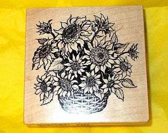PSX Sunflowers basket rubber stamp G-3098 Paper crafts Rubber stamping Card making Flowers floral Botanicals correspondance art journaling