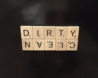 Clean Dirty dishwasher magnet, kitchen magnet, scrabble magnet, stocking stuffer, Scrabble tile sign, housewarming gift, kitchen decor