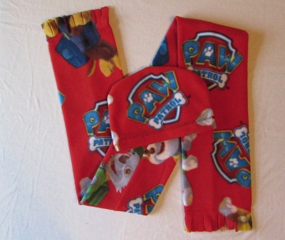 Fleece Paw Patrol hat/fleece paw patrol scarf/toddler scarf/toddler hat/scarf set/paw patrol hat/paw patrol scarf/ toddler and school age