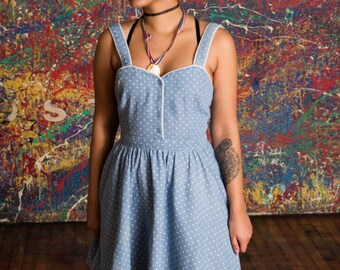 The Blue Denim Polkadot Dress